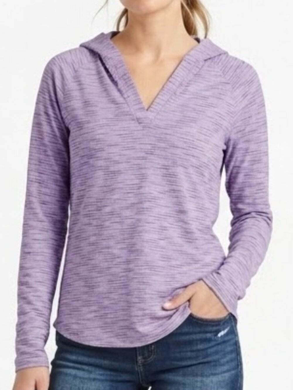Joe Fresh Women Purple Long Sleeve Lightweight Yoga Hoodie V-neck size XS NWT